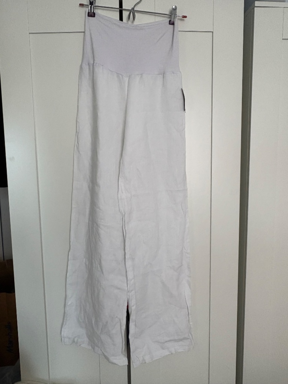 NWT Jolie Linen Pants white fold over waist size medium